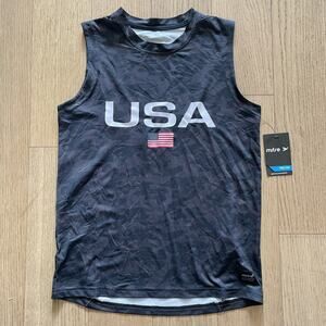 Mitre USA Kids Medium 10-12 Tank Crewneck Black Shirt NWT